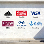 国际足联FIFA合作伙伴Logo墙图片